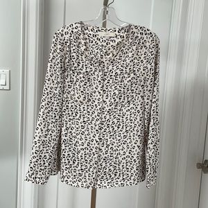 LOFT leopard print button up blouse size medium